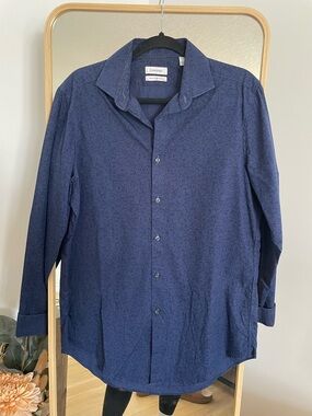 Calvin Klein Dark Blue Long-Sleeve Button-Up Shirt